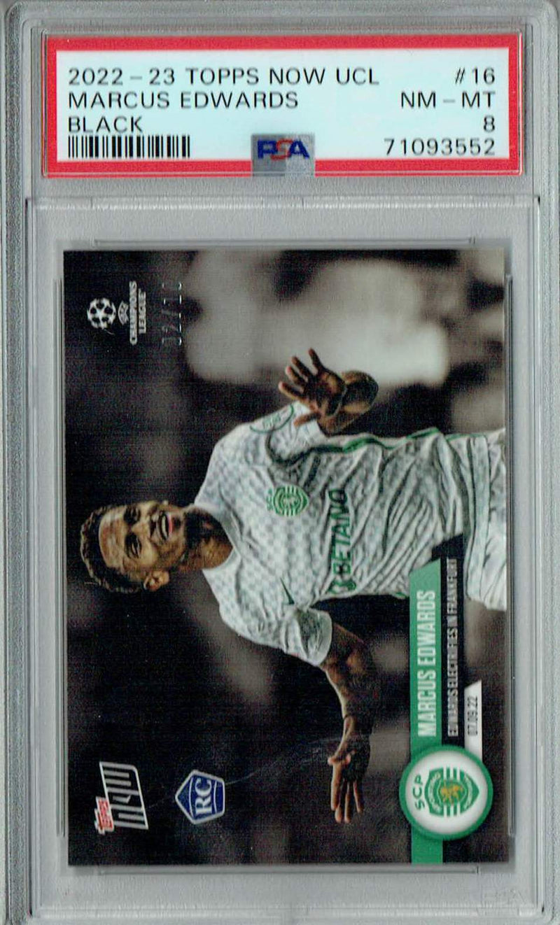 PSA 8 NM-MT Marcus Edwards 2022 Topps Now UCL #16 Rookie Card Black SP #2/10