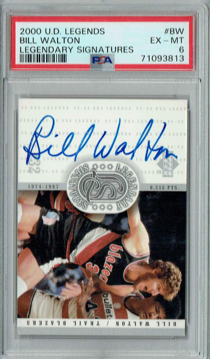 PSA 6 EX-MT Bill Walton 2000 U.D. Legends #BW Rare Trading Card Legendary Signatures Auto