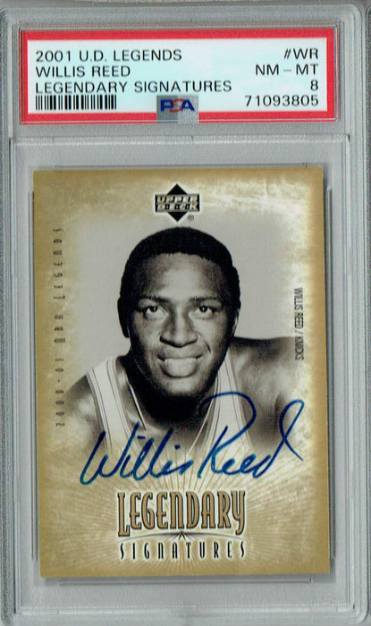 PSA 8 NM-MT Willis Reed 2001 U.D. Legends #WR Rare Trading Card Legendary Signatures Auto