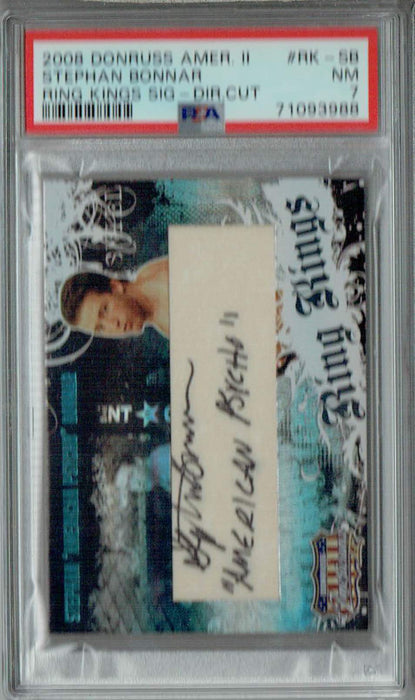 PSA 7 NM Stephan Bonnar 2008 Donruss Americana #RK-SB Rookie Card Ring Kings Sig-Dir.Cut Auto #40/500