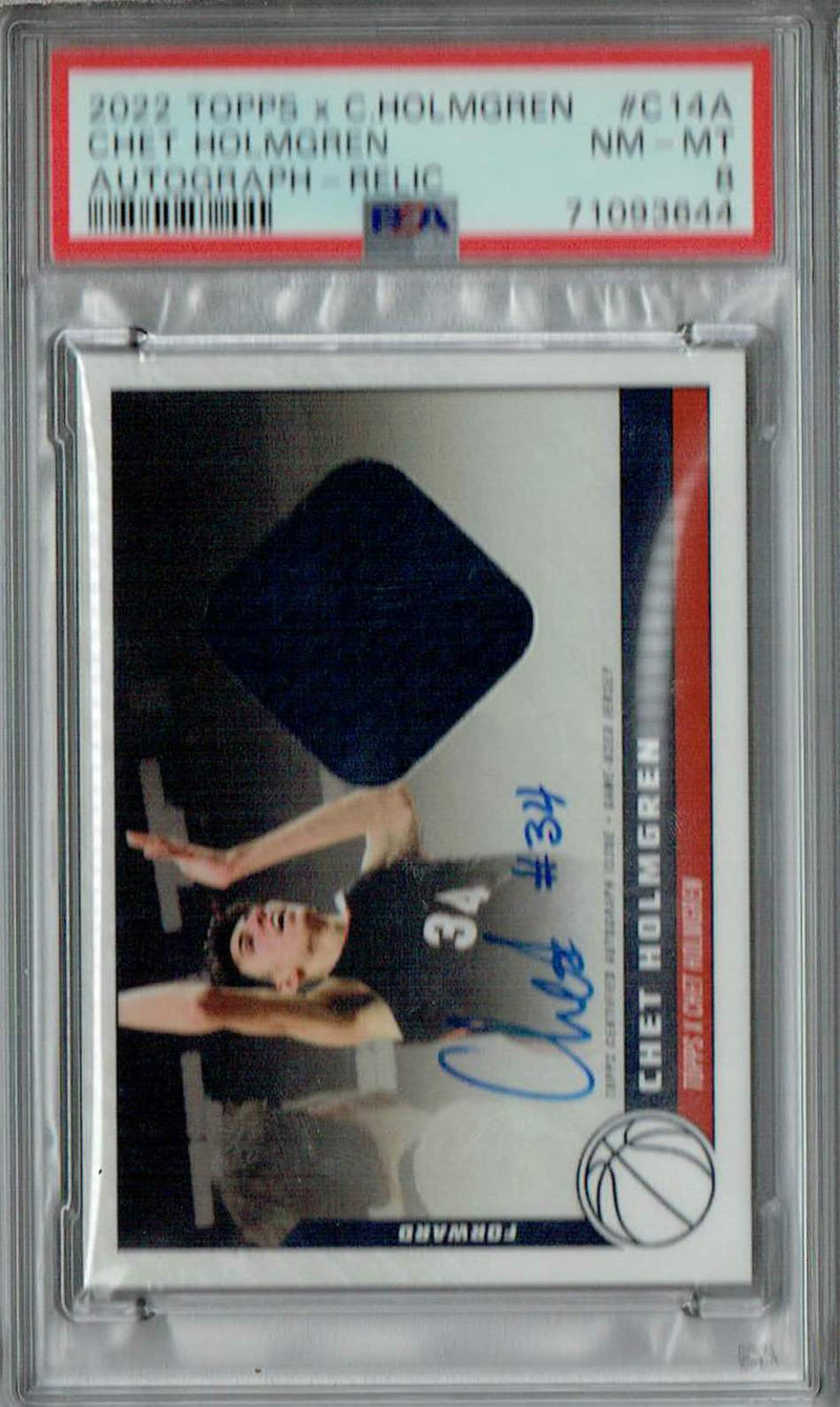 PSA 8 NM-MT Chet Holmgren 2022 Topps X #C14A Rookie Card #14/99 Auto-Relic