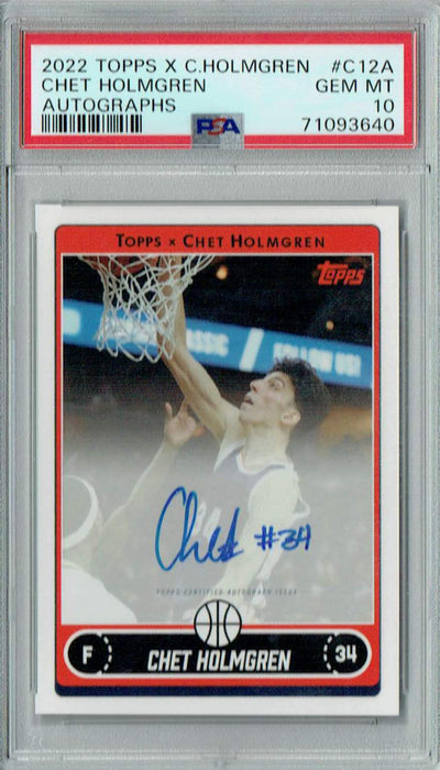 PSA 10 GEM-MT Chet Holmgren 2022 Topps X #C12A Rookie Card Auto #64/99