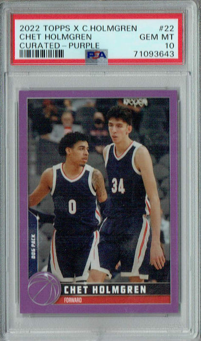 PSA 10 GEM-MT Chet Holmgren 2022 Topps X #22 Rookie Card #16/25 Purple