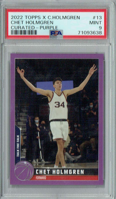 PSA 9 MINT Chet Holmgren 2022 Topps X C.Holmgren #13 Rookie Card Purple #6/25