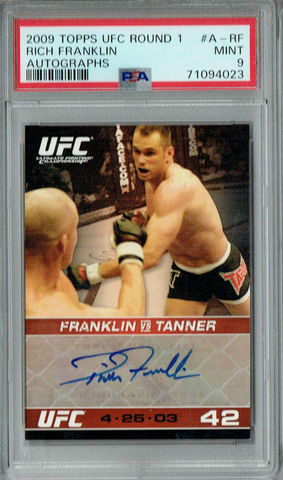 PSA 9 MINT Rich Franklin 2009 Topps UFC Round 1 #A-RF Rookie Card Auto