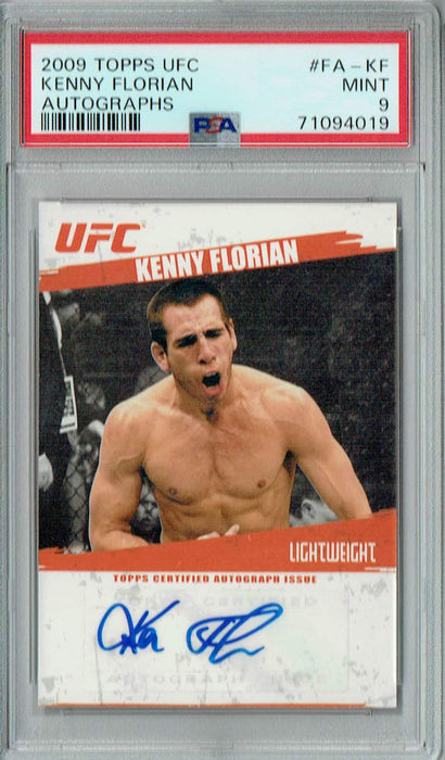 PSA 9 MINT Kenny Florian 2009 Topps UFC #FA-KF Rookie Card Auto