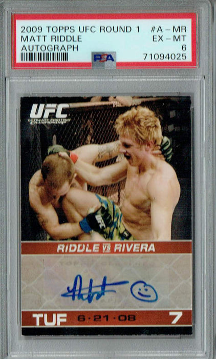 PSA 6 EX-MT Matt Riddle 2009 Topps UFC Round 1 #A-MR Rookie Card Auto