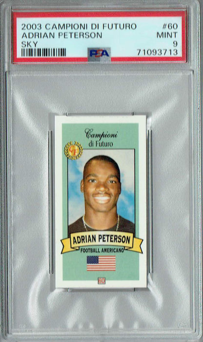 PSA 9 MINT Adrian Peterson 2003 Campioni Futuro #60 Rookie Card Blue Sky SP