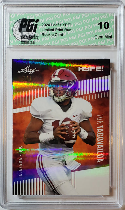 Tua Tagovailoa 2020 Leaf HYPE! #29A White Shimmer 1/1 Rookie Card PGI 10