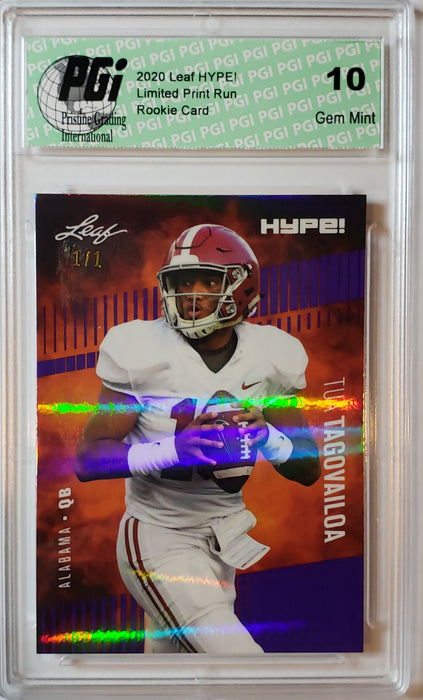 Tua Tagovailoa 2020 Leaf HYPE! #29A Purple Shimmer 1/1 Rookie Card PGI 10