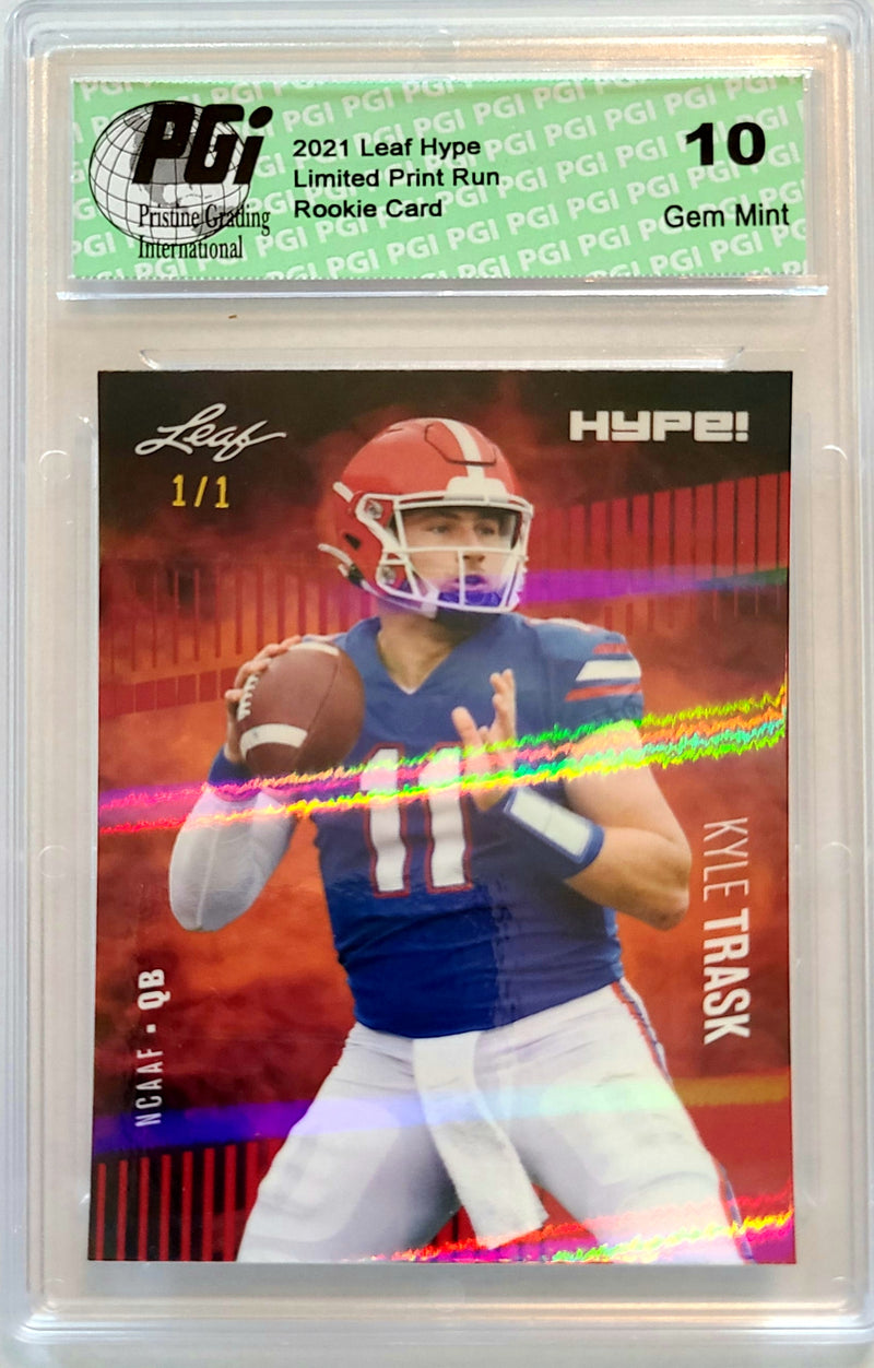 Kyle Trask Rookie Card Tampa Bay PGI 10 Gem Mint Football Trading Card 2021 Leaf HYPE! #59 Red Shimmer 1/1