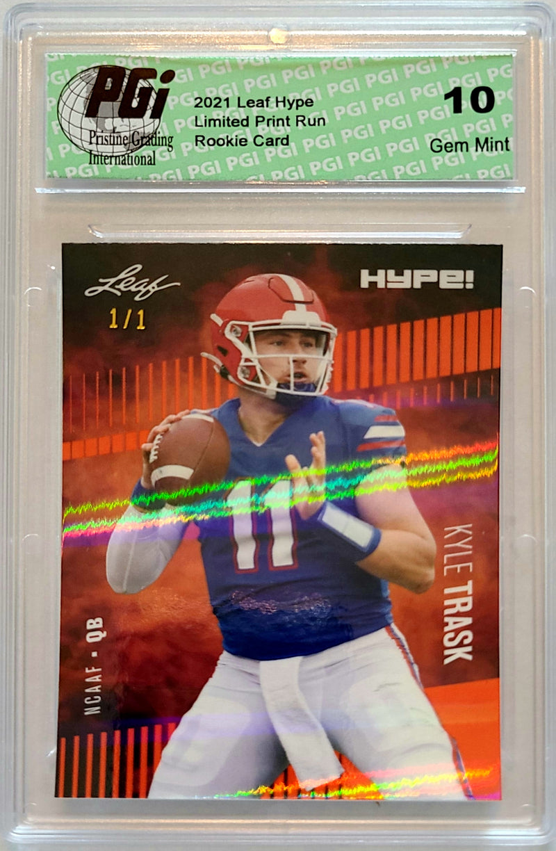 Kyle Trask Rookie Card Tampa Bay PGI 10 Gem Mint Football Trading Card 2021 Leaf HYPE! #59 Orange Shimmer 1/1