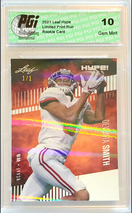 Devonta Smith 2021 Leaf HYPE! #63 White Shimmer 1/1 Rookie Card PGI 10