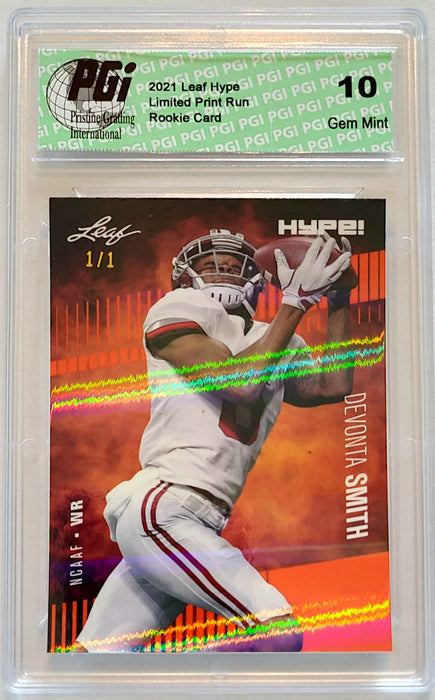 Devonta Smith 2021 Leaf HYPE! #63 Orange Shimmer 1/1 Rookie Card PGI 10