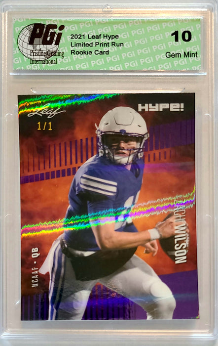 Zach Wilson 2021 Leaf HYPE! #58 Purple Shimmer 1/1 Rookie Card PGI 10