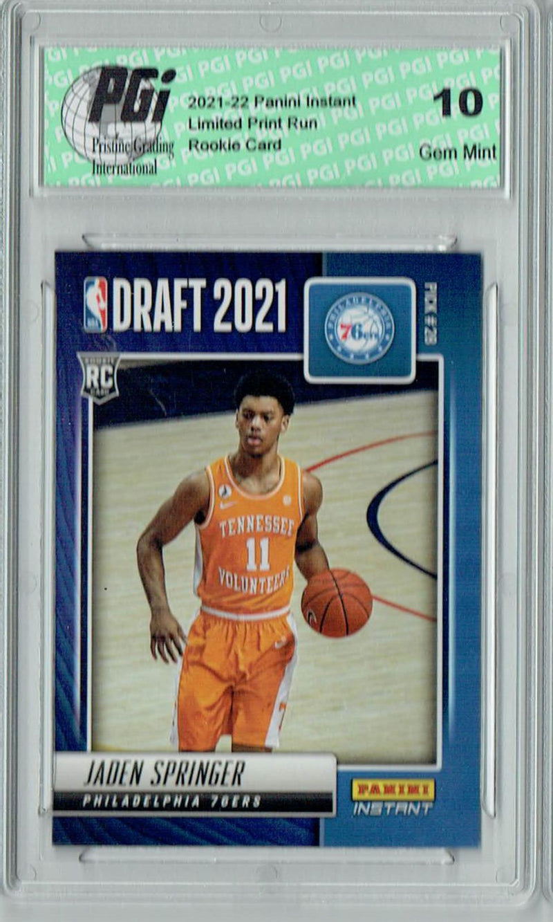 Jaden Springer 2021 Panini Instant #DN26 Draft Night 1 of 533 Rookie Card PGI 10