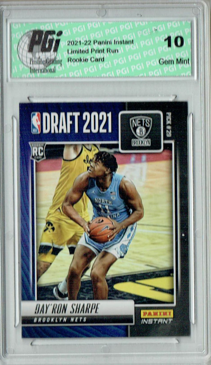 Day'Ron Sharpe 2021 Panini Instant #DN27 Draft Night 1/482 Rookie Card PGI 10