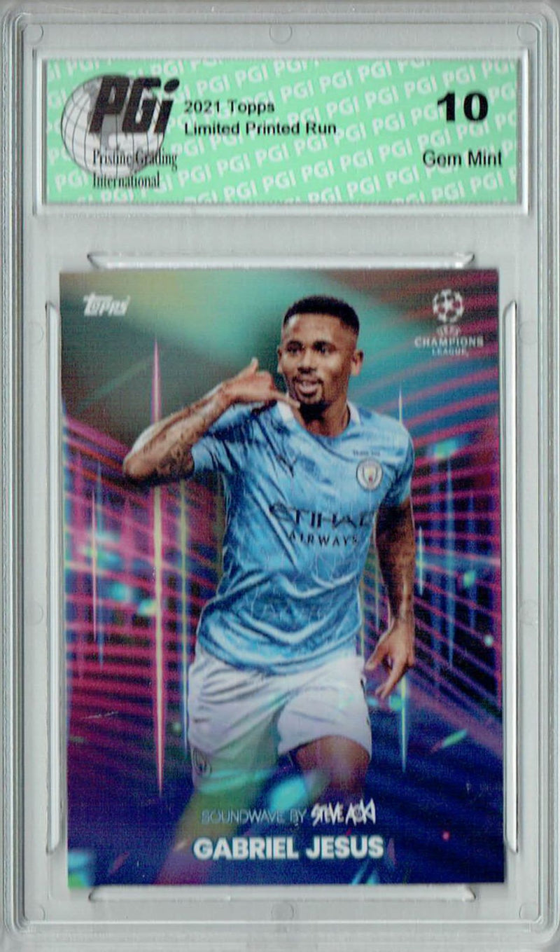 Gabriel Jesus 2021 Topps Aoki's Football Festival Rare Trading Card PGI 10
