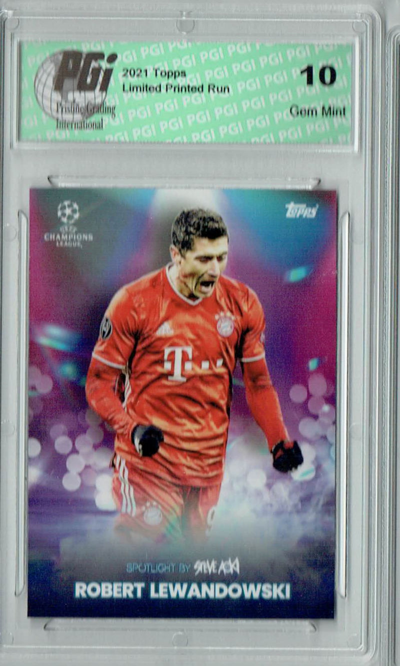 Robert Lewandowski 2021 Topps Aoki's Football Festival Rare Trading Card PGI 10