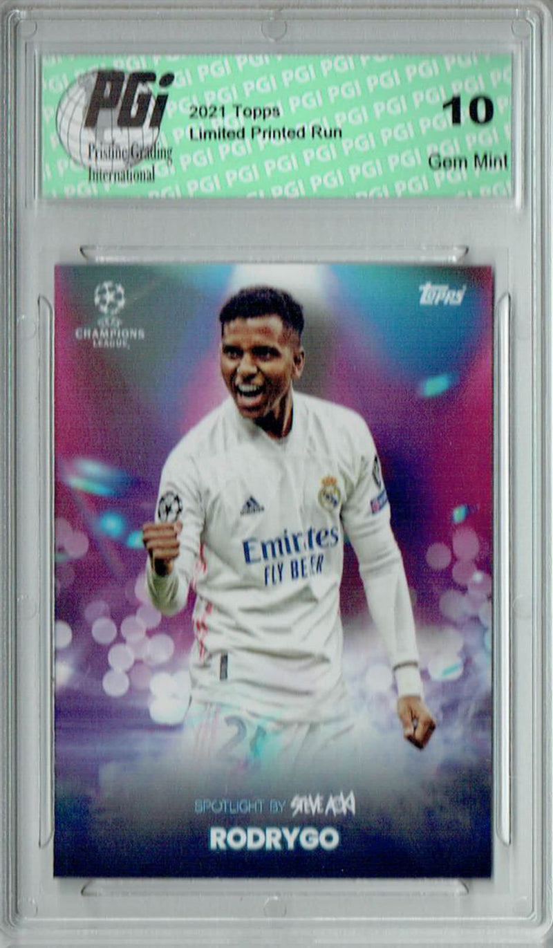 Rodrygo 2021 Topps Aoki's Football Festival Rare Trading Card PGI 10