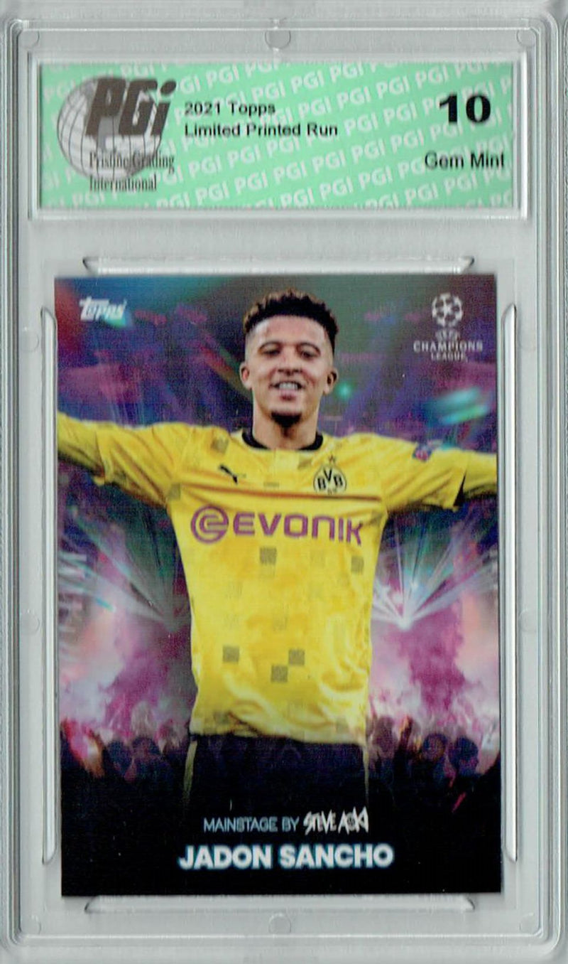 Jadon Sancho 2021 Topps Aoki's Football Festival Rare Trading Card PGI 10