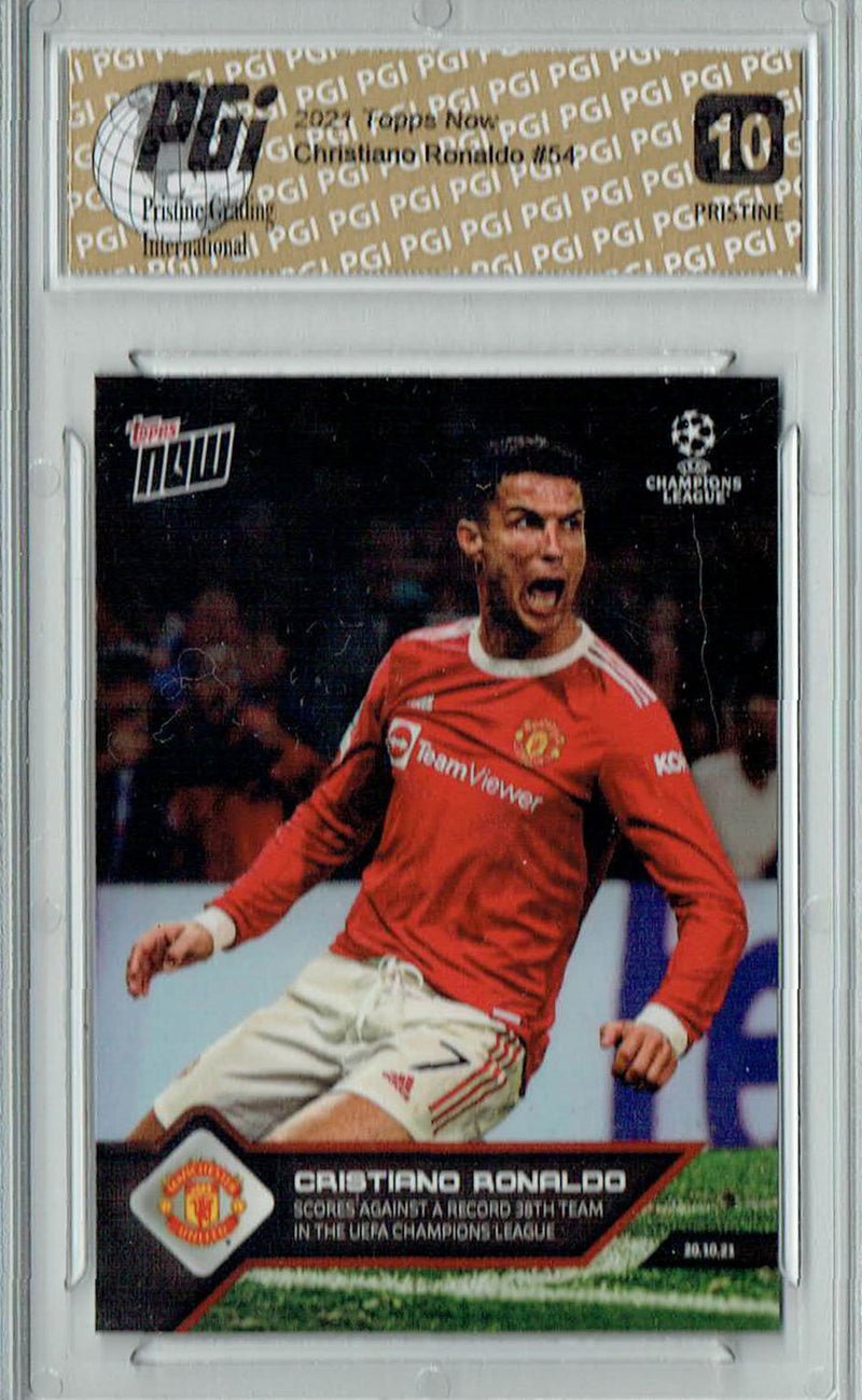 Cristiano Ronaldo 2021 Topps Now #54 PRISTINE Rare Trading Card PGI 10