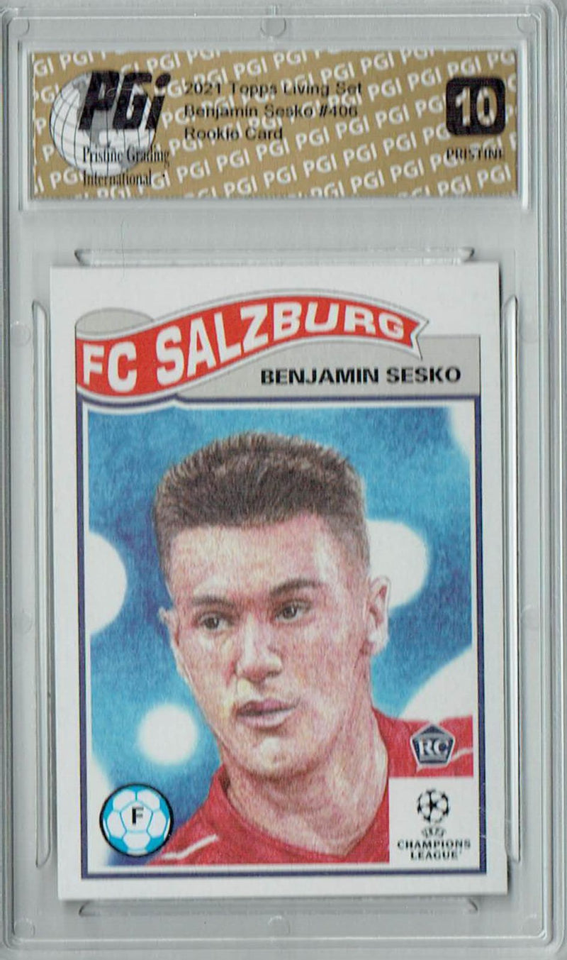 Benjamin Sesko 2021 Topps Living Set #406 PRISTINE Rookie Card PGI 10