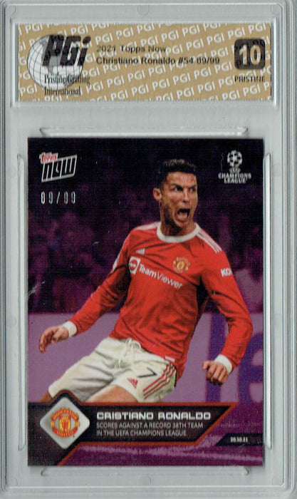 Cristiano Ronaldo 2021 Topps Now #89/99 #54 PRISTINE Rare Trading Card PGI 10