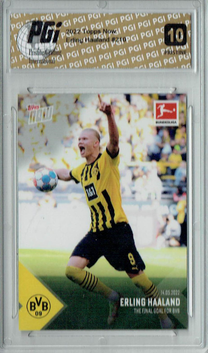 Erling Haaland 2022 Topps Now #210 PRISTINE Rare Trading Card PGI 10