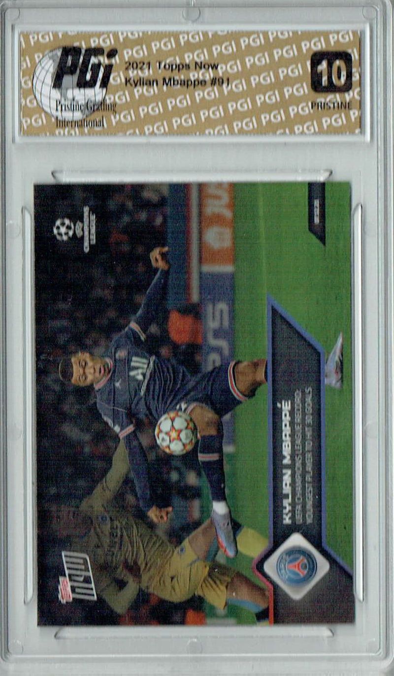 Kylian Mbappe 2021 Topps Now #91 PRISTINE Rare Trading Card PGI 10