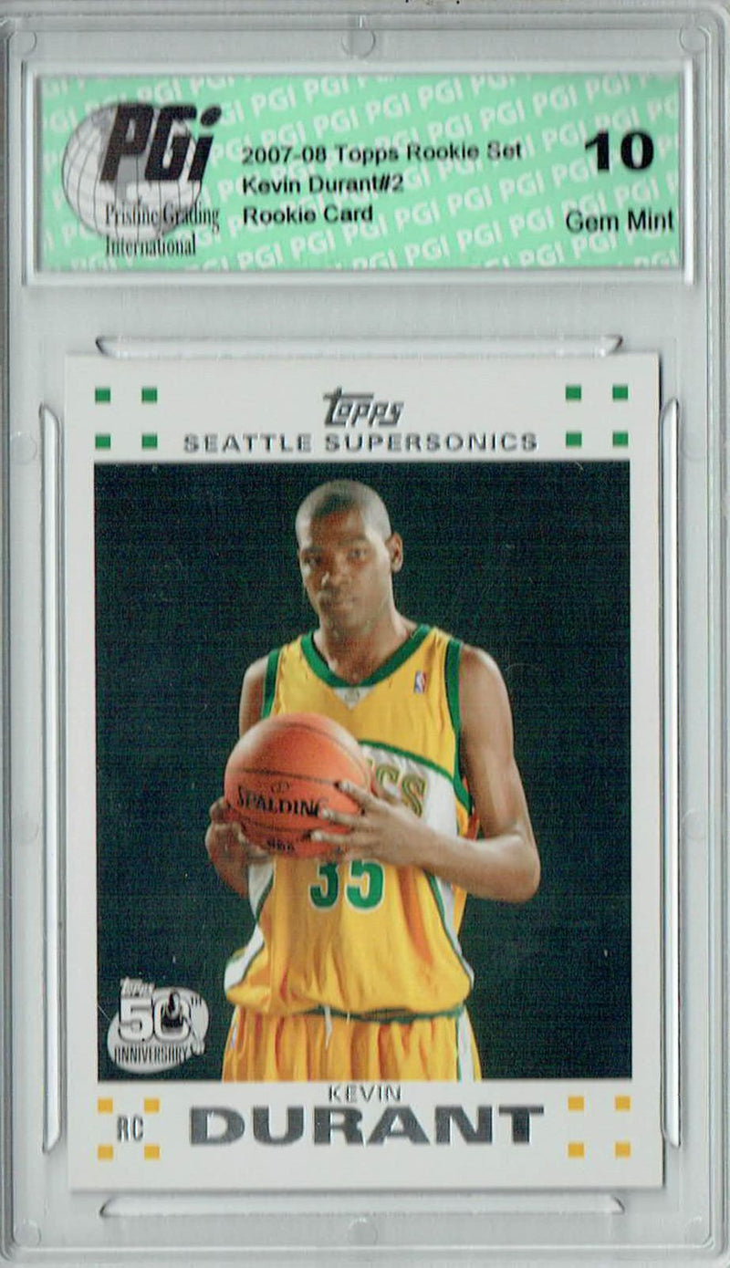 Kevin Durant Rare 2007 Topps White Rookie Card PGI 10