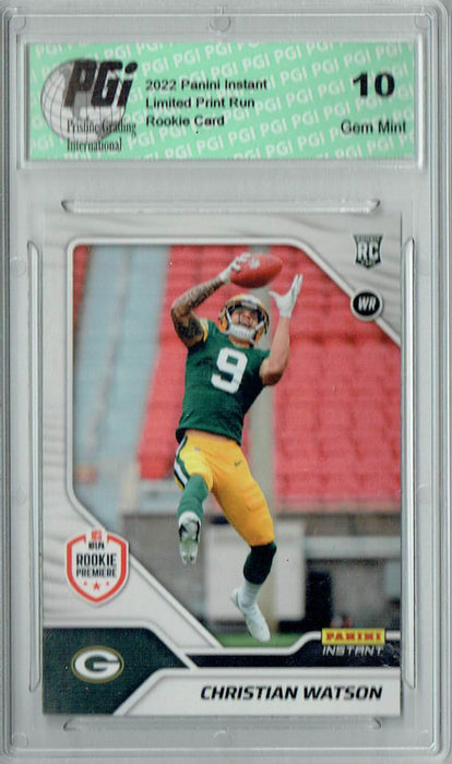 Christian Watson 2022 Panini Instant #FL12 First Look 1/942 Rookie Card PGI 10