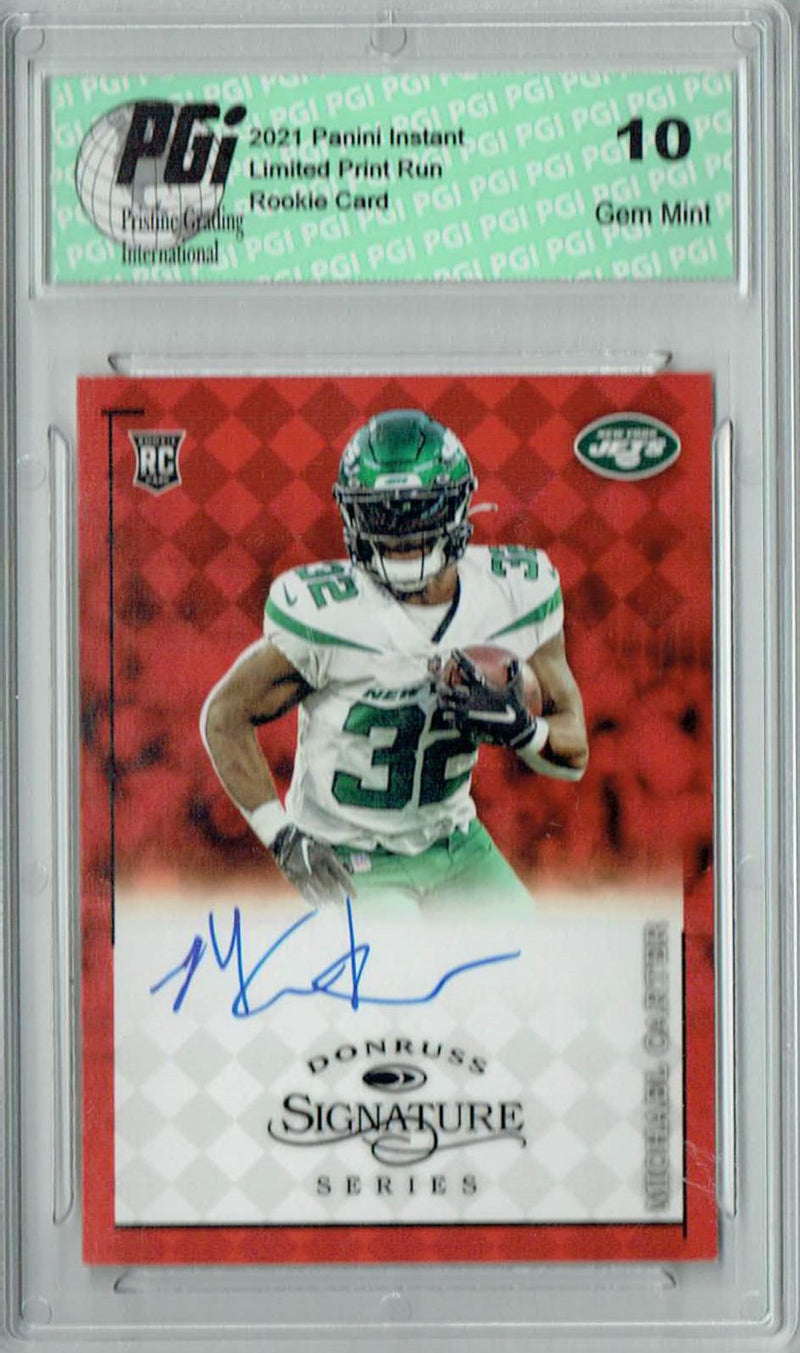 Michael Carter 2021 Panini Instant #DS29 Donruss Auto 5 Made Rookie Card PGI 10