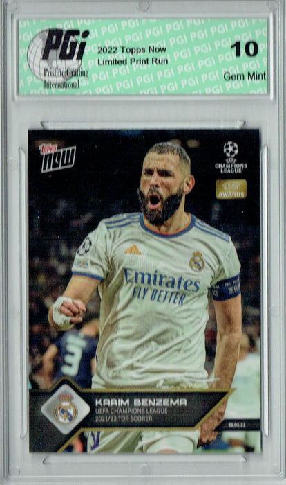 Karim Benzema 2022 Topps Now #167 Print Run: 1,061 Trading Card PGI 10