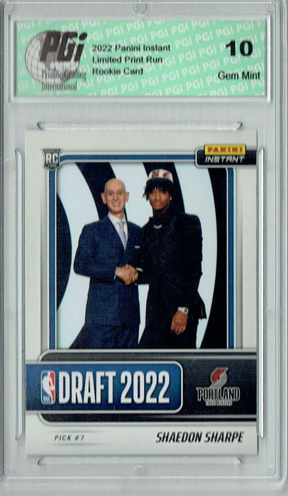 Shaedon Sharpe 2022 Panini Instant #DN7 Draft Night 1/656 Rookie Card PGI 10
