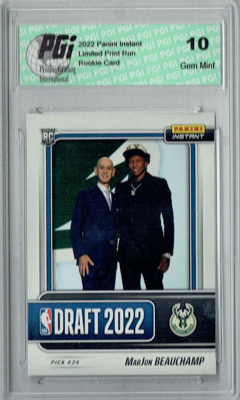 MarJon Beauchamp 2022 Panini Instant #DN20 Draft Night 1/656 Rookie Card PGI 10