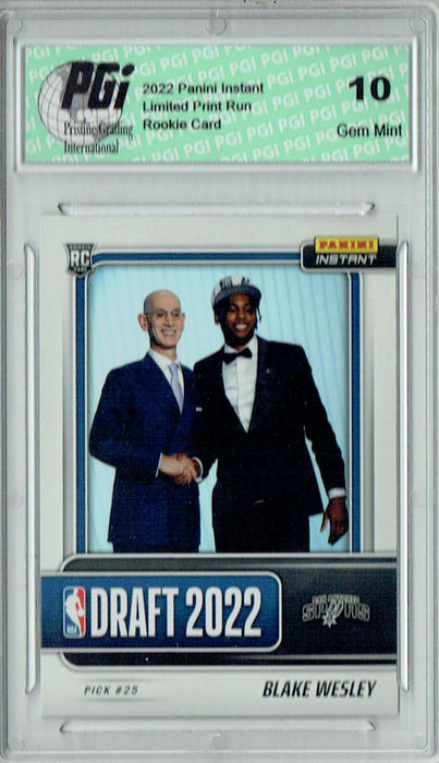 Blake Wesley 2022 Panini Instant #DN21 Draft Night 1/642 Rookie Card PGI 10