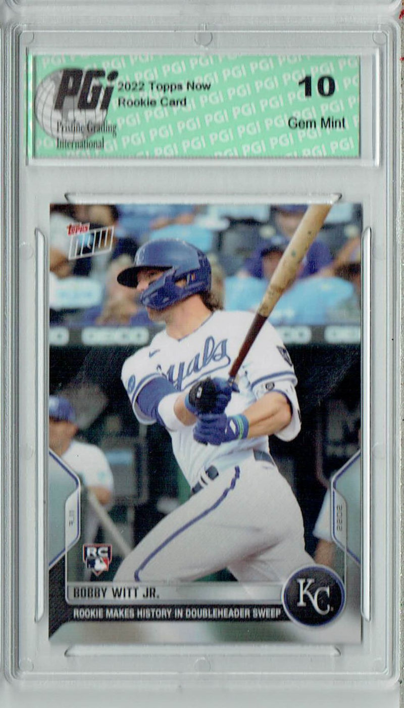 Bobby Witt Jr. 2022 Topps Now #510 Makes History Rookie Card PGI 10