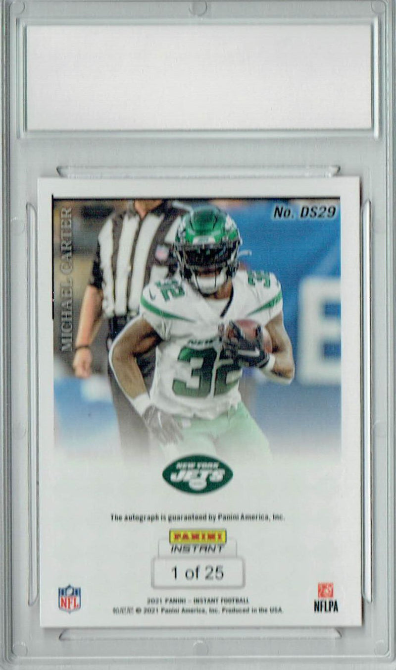 Michael Carter 2021 Panini Instant #DS29 Auto The #1 of 25 Rookie Card PGI 10