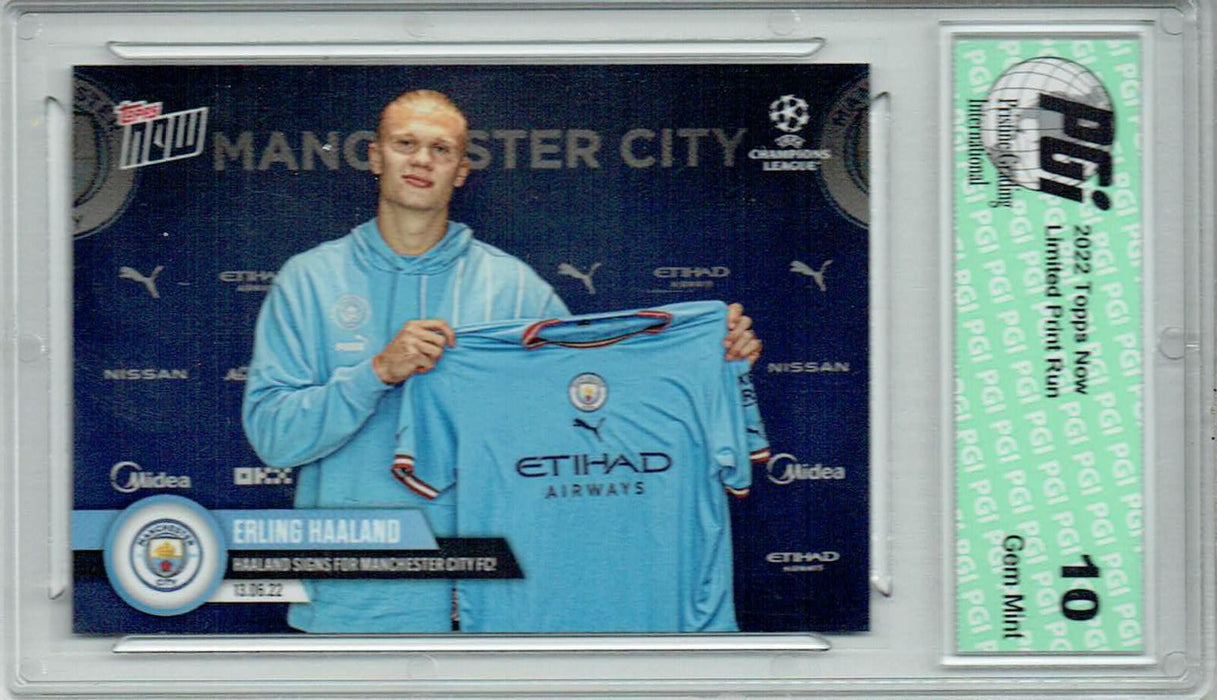 Erling Haaland 2022 Topps Now #PS01 Joins Man City! 1/2,736 Trading Card PGI 10