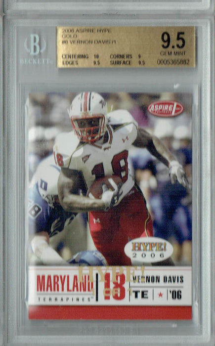 BGS 9.5 Gem Mint Vernon Davis 2006 Aspire Hype #6 Rookie Card Gold 1/1