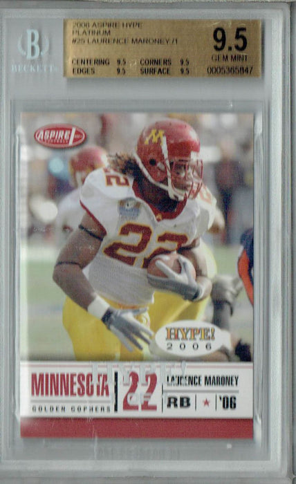 BGS 9.5 Gem Mint Laurence Maroney 2006 Aspire Hype #25 Rookie Card Platinum 1/1
