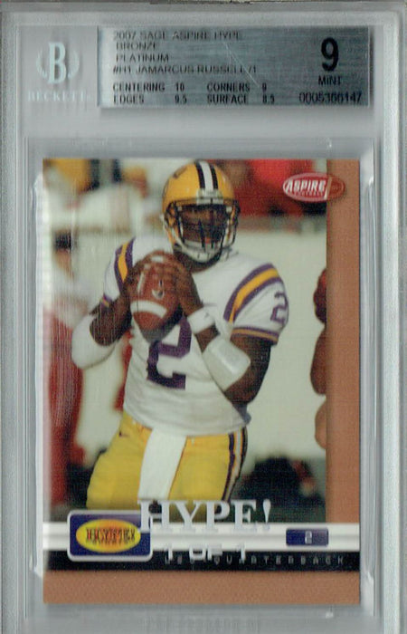 BGS 9 Mint Jamarcus Russell 2007 Sage Aspire Hype #H1 Rookie Card Bronze Platinum 1/1