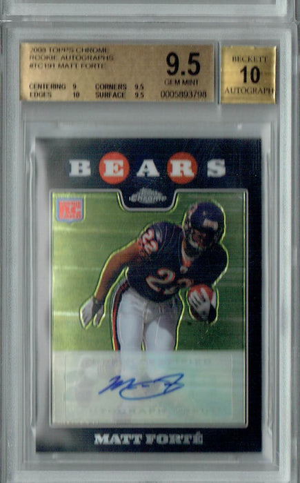BGS 9.5 Gem Mint Matt Forte 2008 Topps Chrome #TC191 Rookie Card Auto