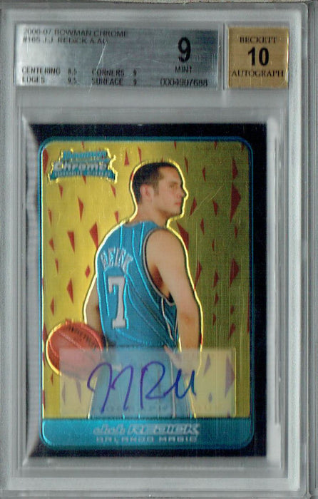 BGS 9 Mint J.J. Redick 2006-07 Bowman Chrome #165 Rookie Card Auto
