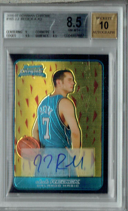BGS 8.5 NM-MT+ J.J. Redick 2006 Bowman Chrome #165 Rookie Card Auto