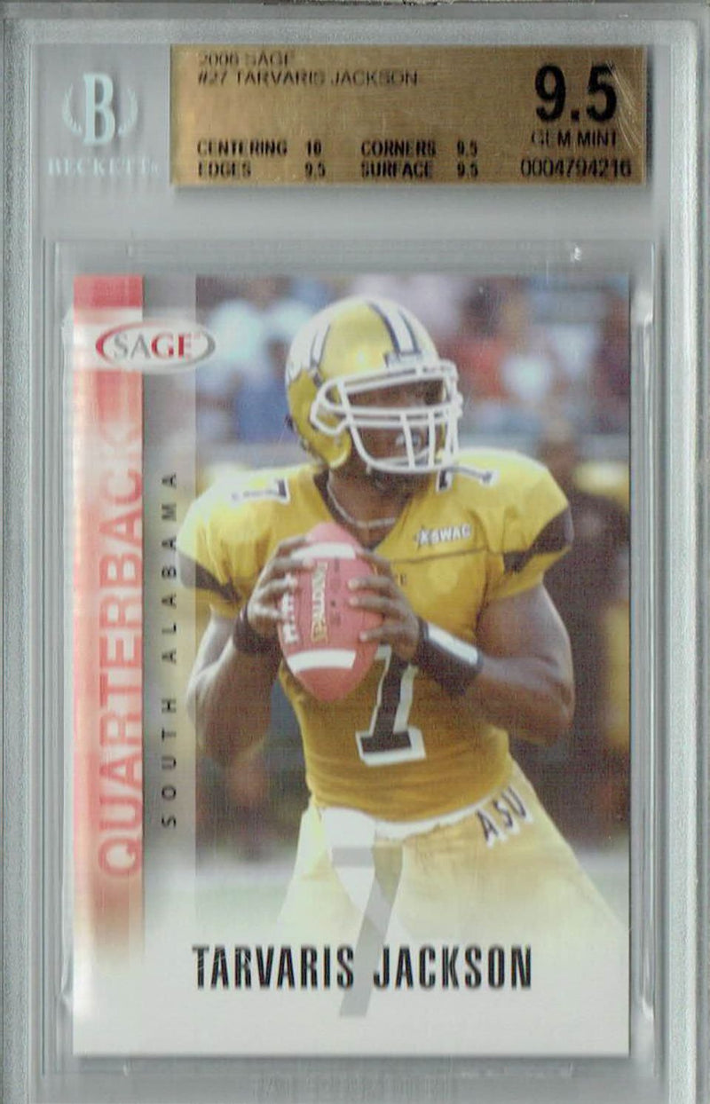 BGS 9.5 Gem Mint Tarvaris Jackson 2005 Sage #27 Rookie Card