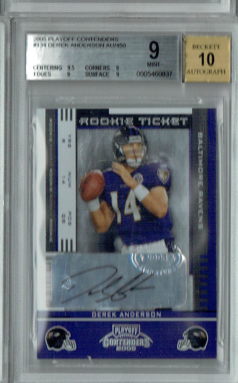 BGS 9 Mint Derek Anderson 2005 Playoff Contenders #134 Rookie Card Auto
