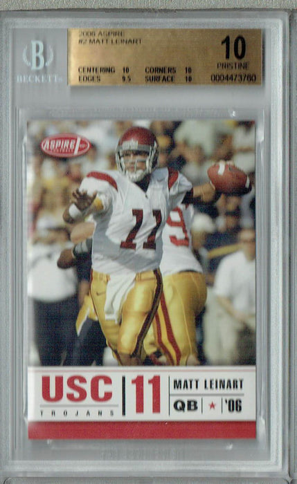 BGS 10 Pristine Matt Leinart 2006 Aspire Football #2 Rookie Card USC