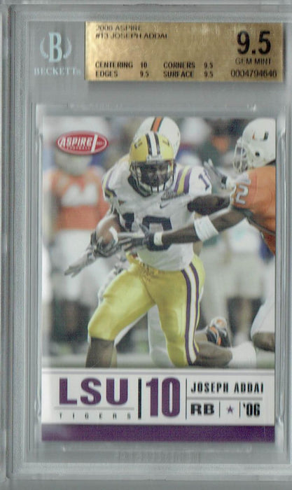 BGS 9.5 Gem Mint Joseph Addai 2006 Aspire Football #13 Rookie Card